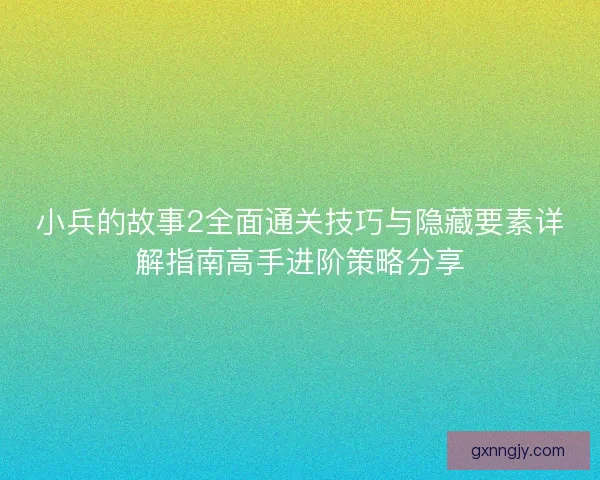 小兵的故事2全面通关技巧与隐藏要素详解指南高手进阶策略分享