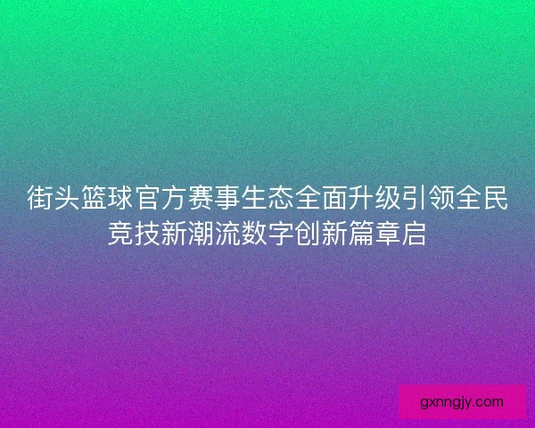 街头篮球官方赛事生态全面升级引领全民竞技新潮流数字创新篇章启