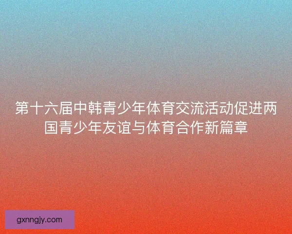 第十六届中韩青少年体育交流活动促进两国青少年友谊与体育合作新篇章